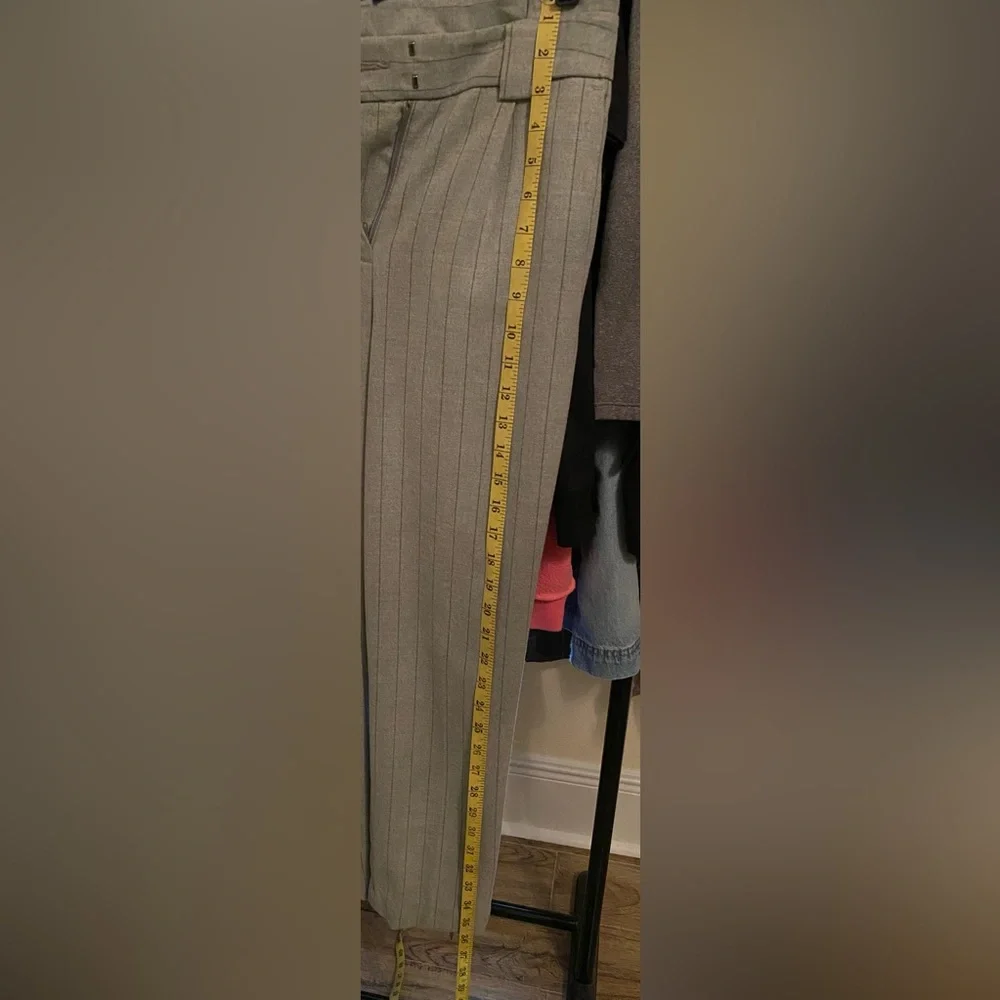 EXPRESS High waisted pin stripe pant with tie belt - Picture 6 of 8